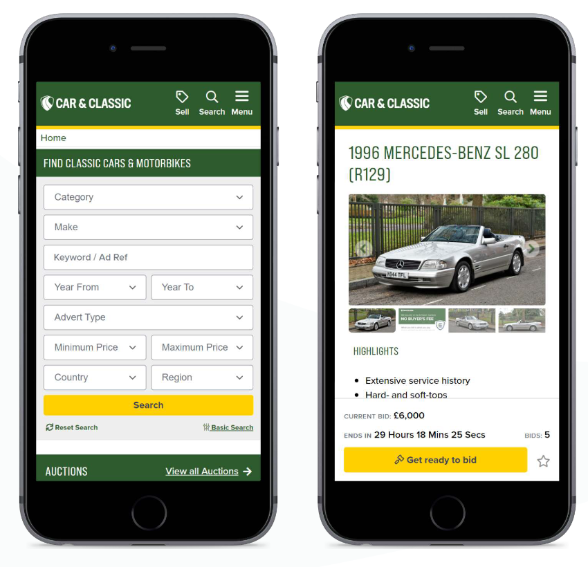 Old Car & Classic mobile site